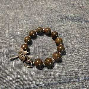 Silpada Brown Beaded Bracelet with Floral Charm